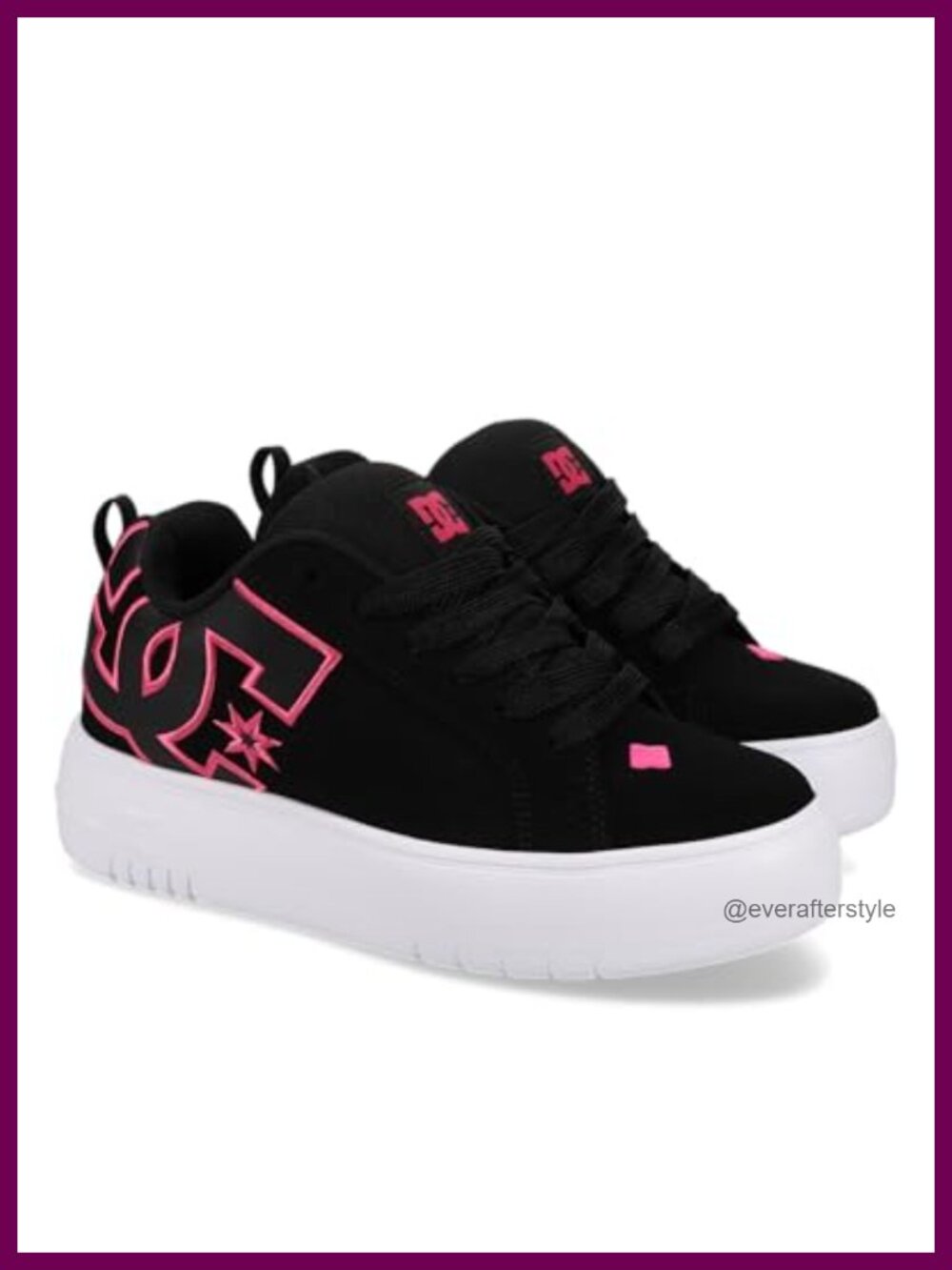 DC Court Graffik Platform Skate Shoes Nubuck Leather Lace-Up